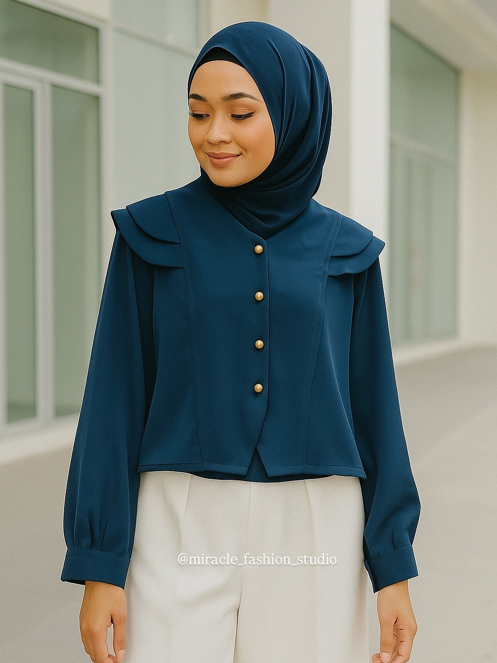 Elegant Layered Button-Down Modest Top