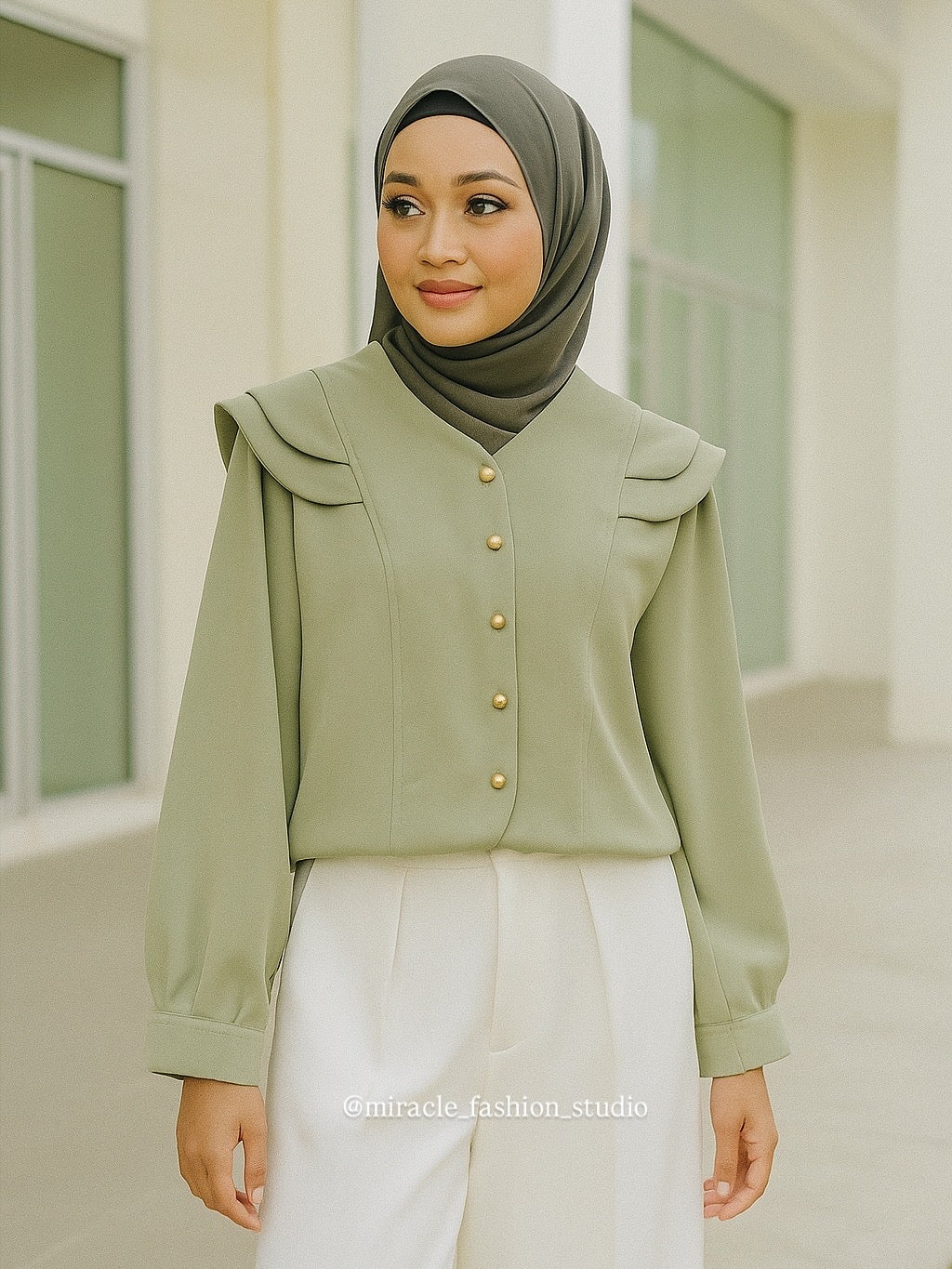 Premium Olive Green Long Sleeve Blouse for Women