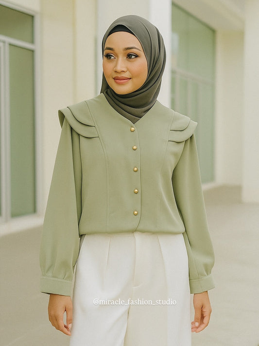 Premium Olive Green Long Sleeve Blouse for Women
